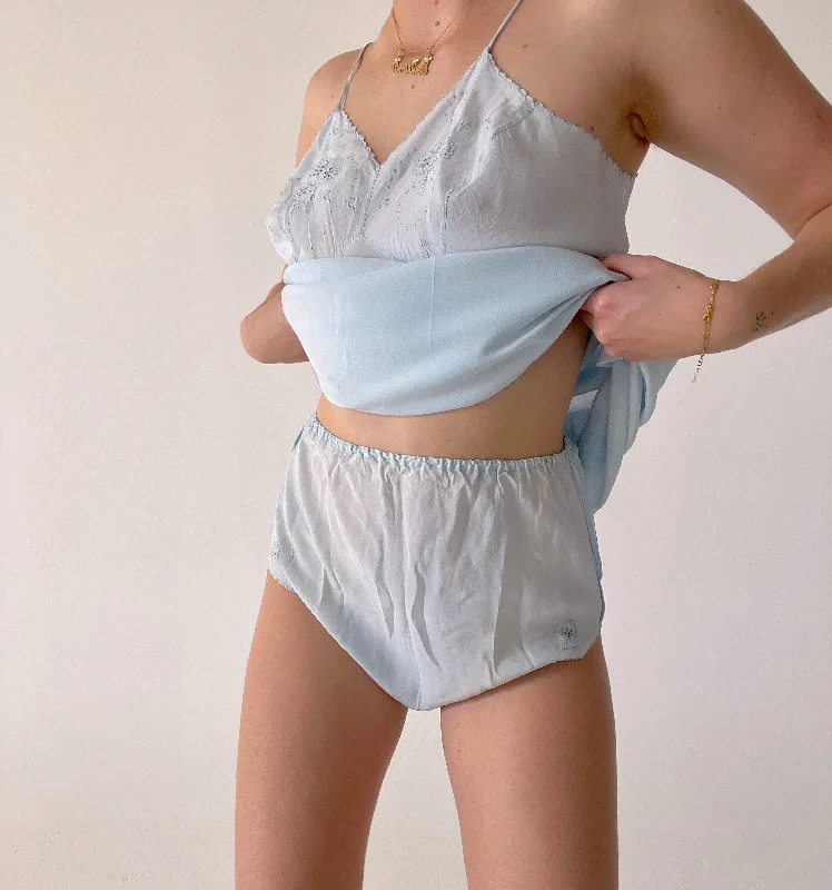 women's pajamas with a sophisticated elegance1930's Baby Blue Silk Slip and Short Set