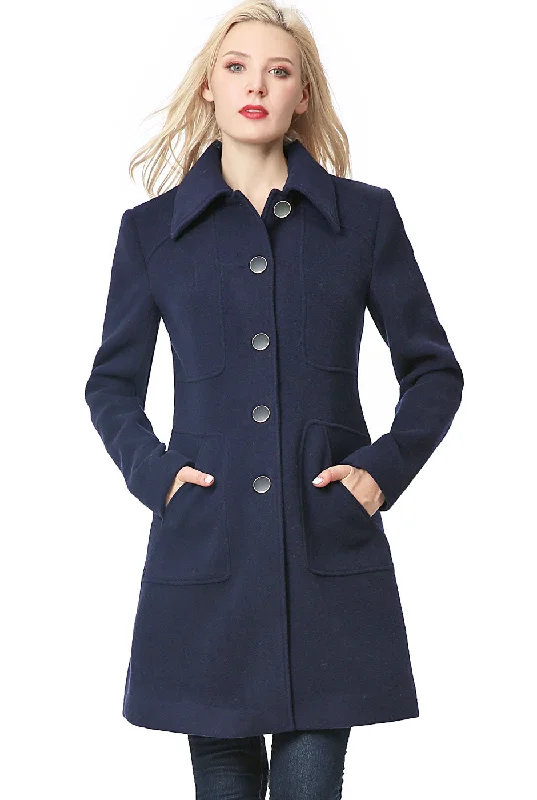 Women's Coats with CollarBGSD Women Anna Wool Blend Walking Coat