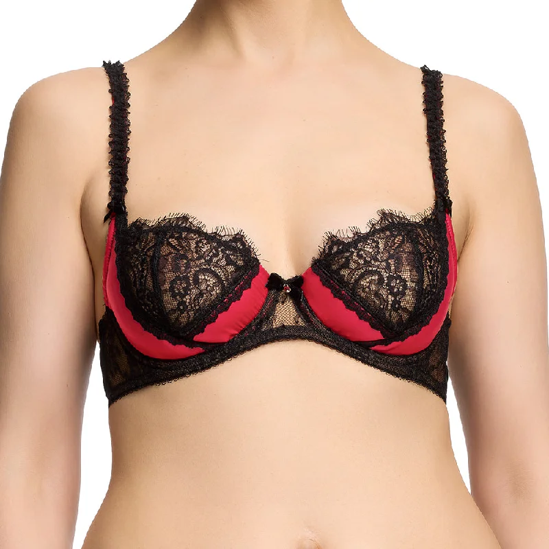 plus-size longline bra for tummy controlGlamcatcher Bra - Black/Runway Red