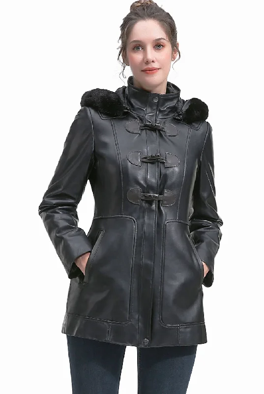 Women's Trench CoatsBGSD Women Flora Lambskin Leather Toggle Coat