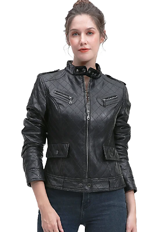 Women's Hooded CoatsBGSD Women Clara Lambskin Leather Jacket