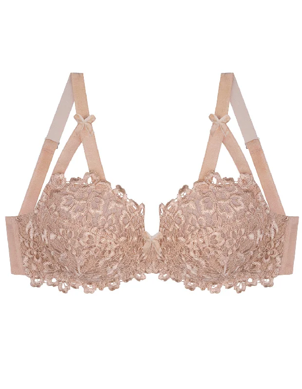 lace overlay convertible braDahlia Full Figure Bra - Crème Caramel