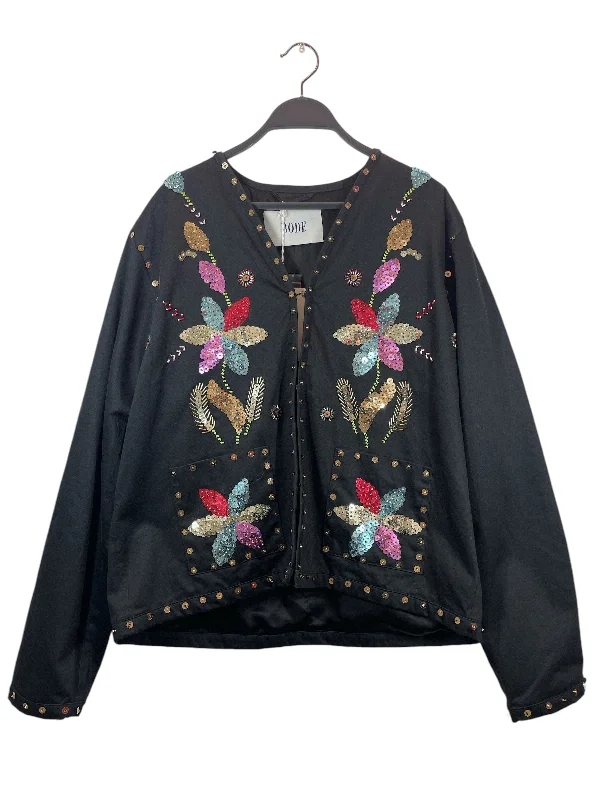 Women's Coats with Fur Trimmed BeltBODE/Tailored Jkt/M/Floral Pattern/Cotton/BLK/