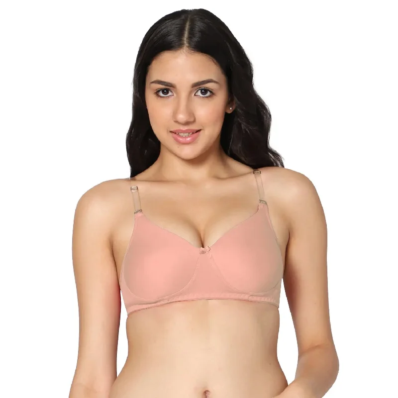 wireless bra with molded cupsT-shirt Medium Coverage Peach Color Padded Bra (Pack of 1)