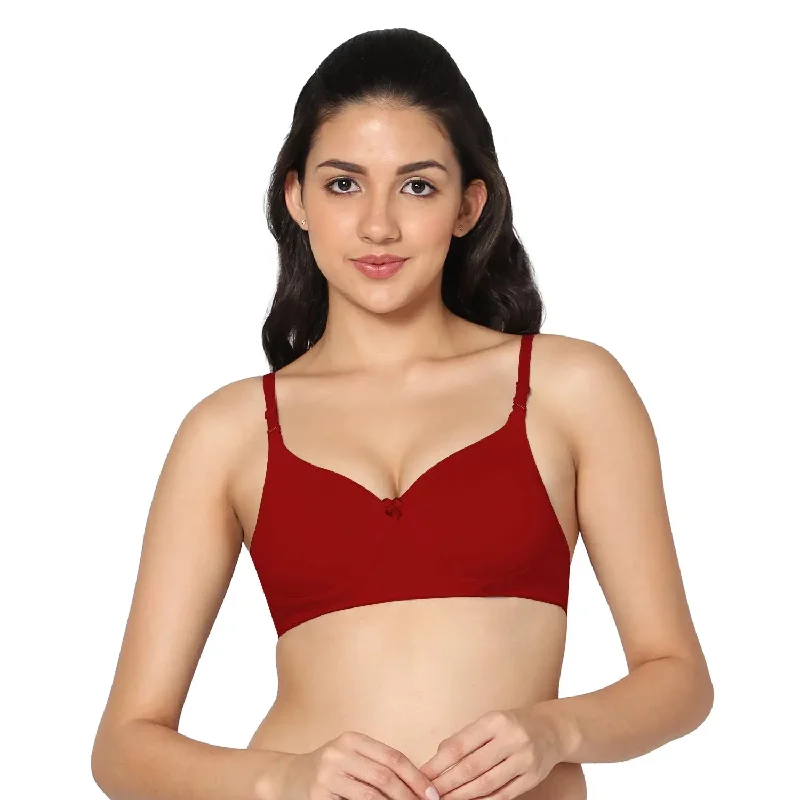 seamless underwire braT-shirt Medium Coverage Red Color Padded Bra (Pack of 1)