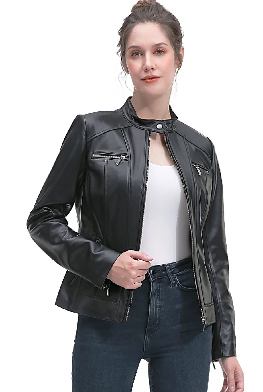 Women's Wool CoatsBGSD Women Kaira Lambskin Leather Jacket