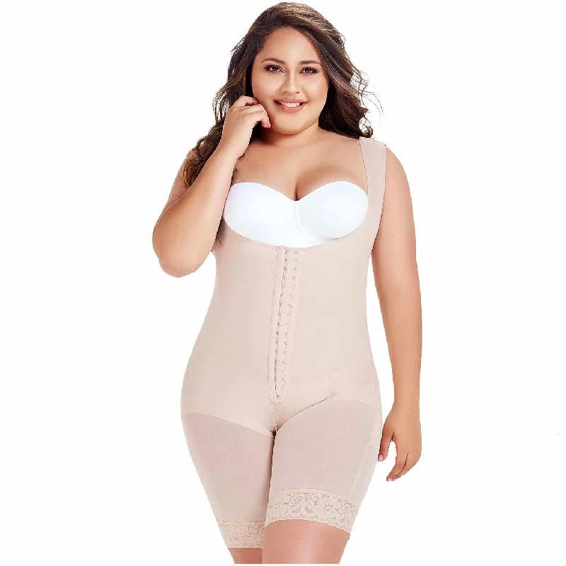 stretch lace body shaper for lingerieFajas MariaE FU104 | Postsurgical Body Shaper for Daily Use | Open Bust & Mid-thigh