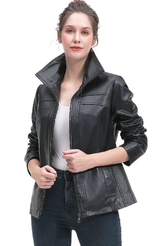 Women's Coats with Fur Trimmed CollarBGSD Women Joyce Lambskin Leather Jacket