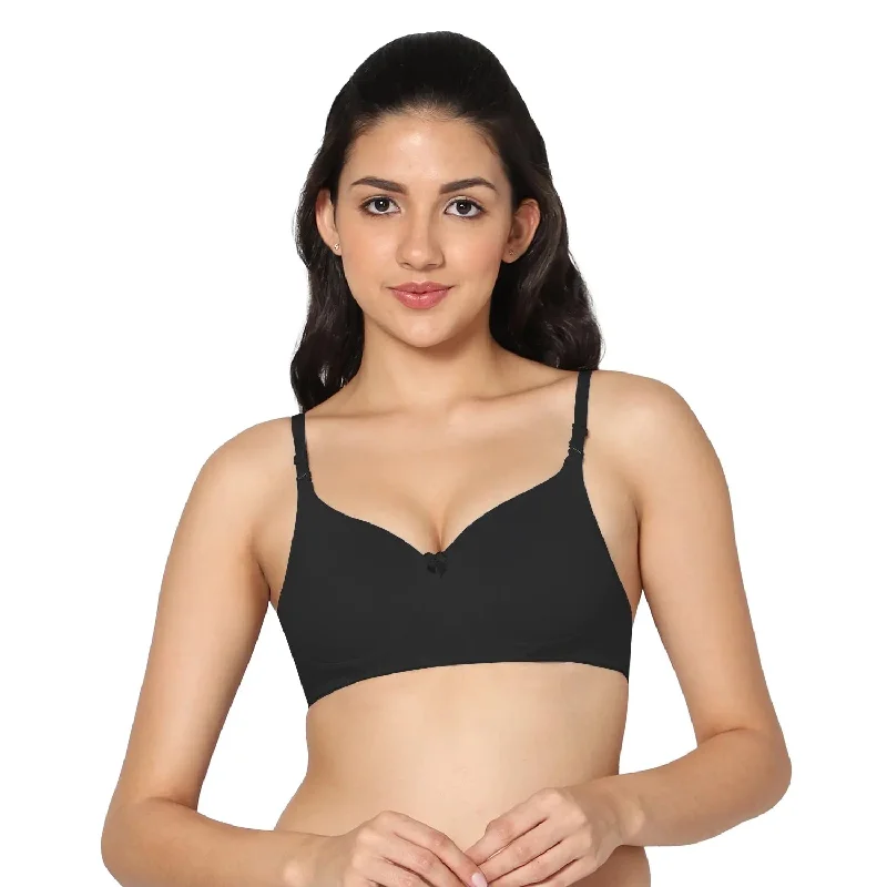 racerback sports braT-shirt Medium Coverage Black Color Padded Bra (Pack of 1)