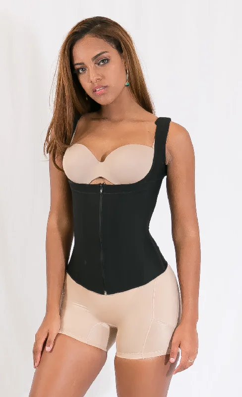 lace-up corset shapewear for waist trainingCS636 POWERNET-SUPER COMPRESSION VEST FRON ZIPPER AND HOOKS