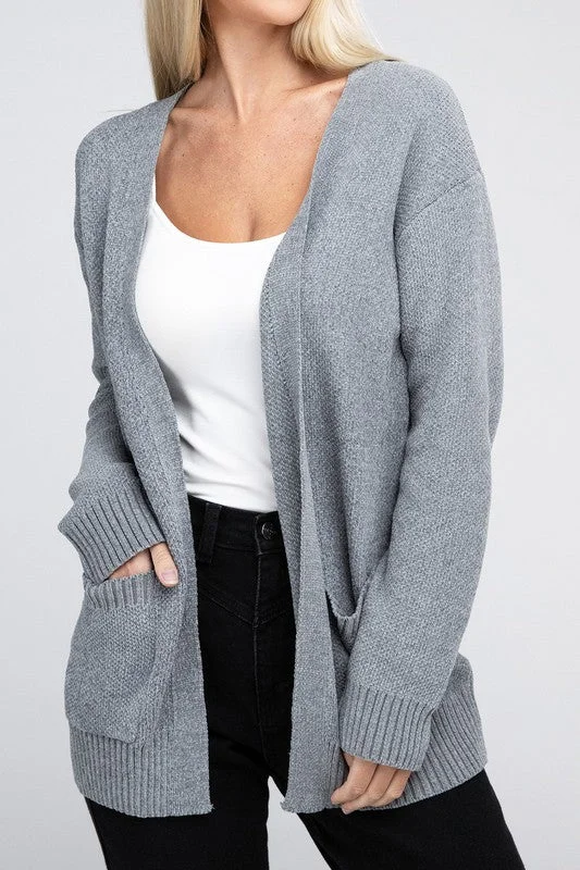 Stylish Women's CoatsMelange Open Front Sweater Cardigan