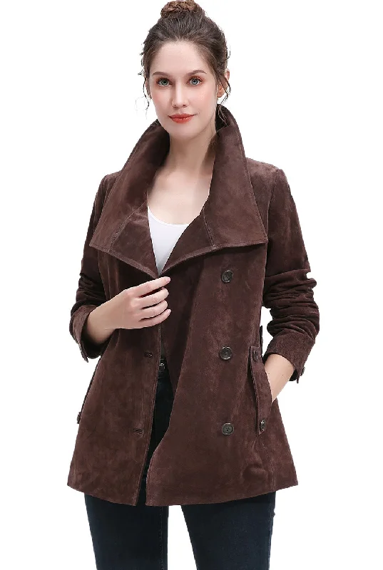 Women's Coats with Fur Trimmed HoodBGSD Women Jane Suede Leather Jacket