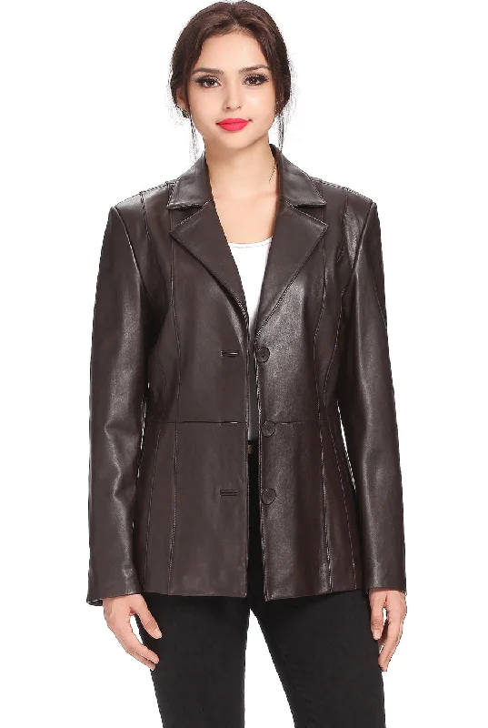 Women's Trench CoatsBGSD Women Crystal Lambskin Leather Blazer