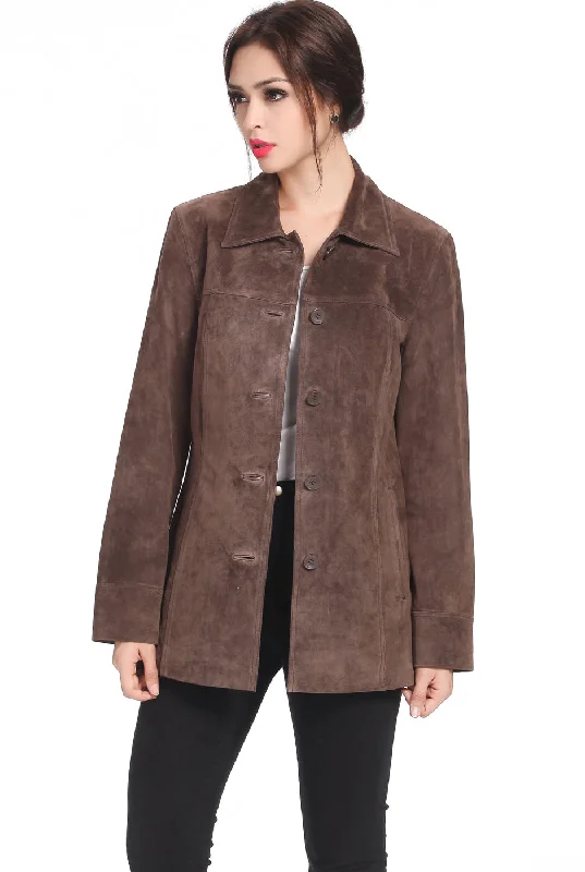 Women's Coats with Fur Trimmed CollarBGSD Women Anna Suede Leather Car Coat