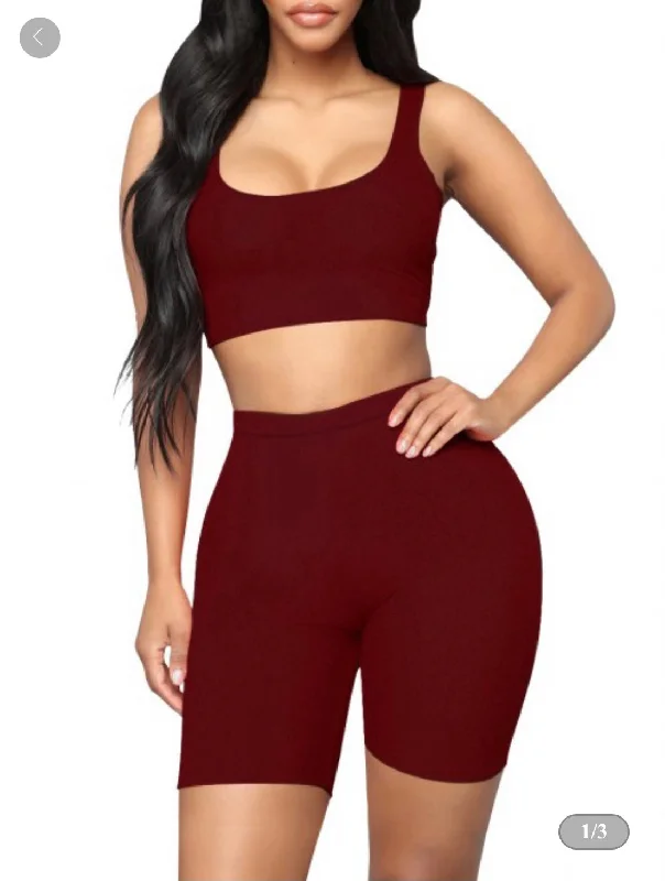 plus-size high-waisted shapewear shortsShe Ready Active Wear 2 Piece Set Available in Black, Blue, or Burgandy