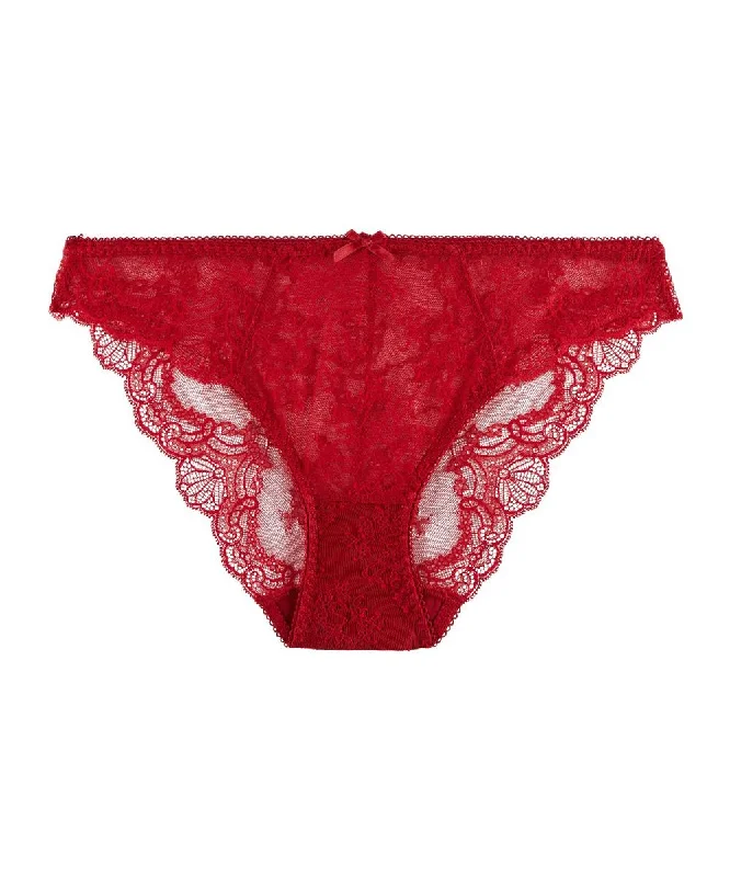 stretchable satin panties with a sheer lace waistbandAubade Danse Des Sens Italian brief Irresistible Red