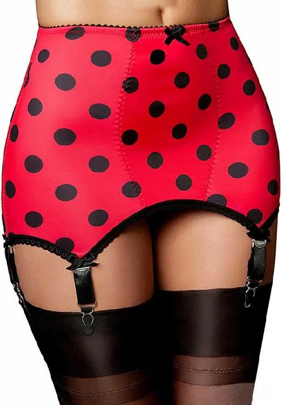 backless dress shaper with clear strapsPlus Size Retro Girdle Red with 6 Strap in Polka Dot Print