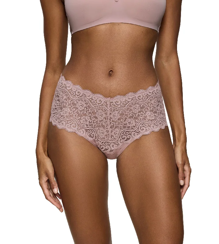 tulle overlay thong panties for a romantic lookTriumph Amourette Maxi Brief - Mauve Rose