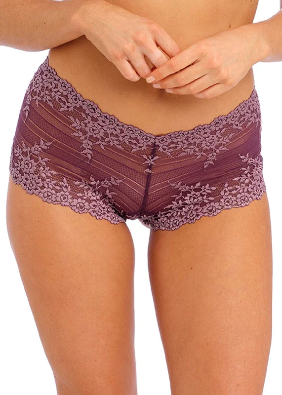 floral print hipster panties with a stretchable and breathable fabricWacoal Embrace Lace Boy Short - Italian Plum / Valerian