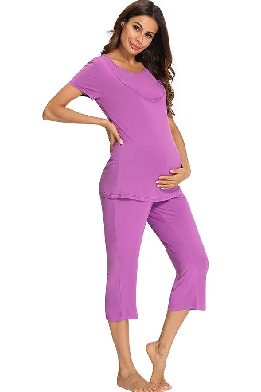 women's pajamas for hot summer nightsMaternity Nursing Pajama Sets Two Pieces Sleepwear