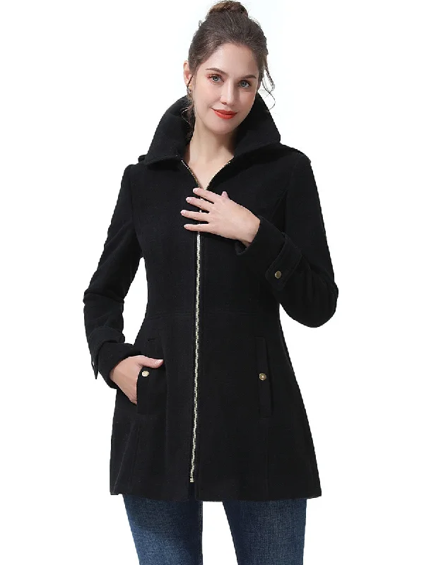 Women's Coats with Fur Trimmed SleevesBGSD Women Bao Hooded Wool Coat