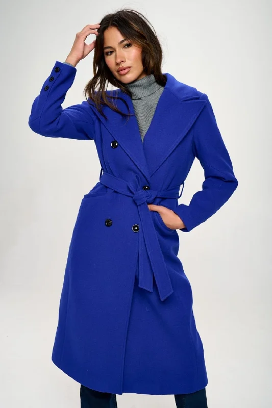 Women's Coats with Fur Trimmed BeltLongline Coat with Belt