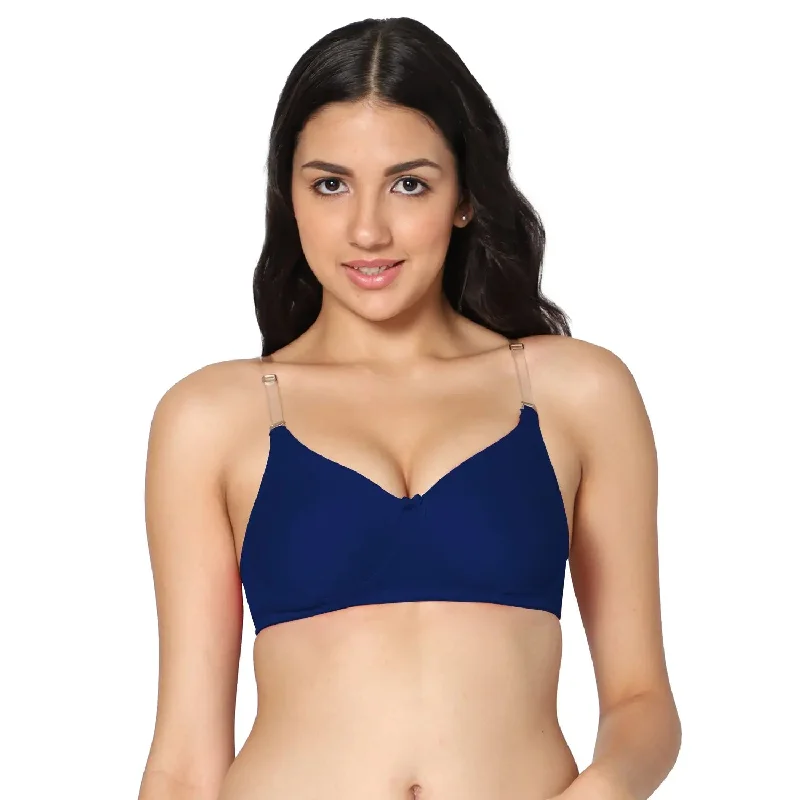 padded plunge sports braRoyal Blue Color T-shirt Medium Coverage Padded Bra (Pack of 1)