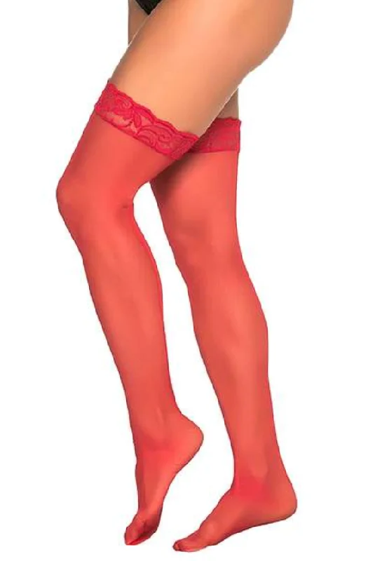 women's pajamas with a classic designMESH THIGH HIGHS RED