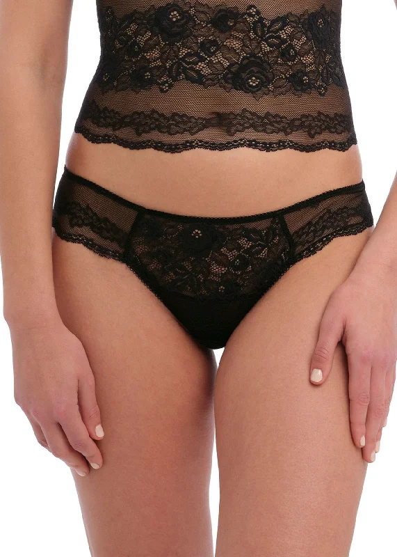 women's underwear with a concealed pocketWacoal Ravissant Tanga - Black