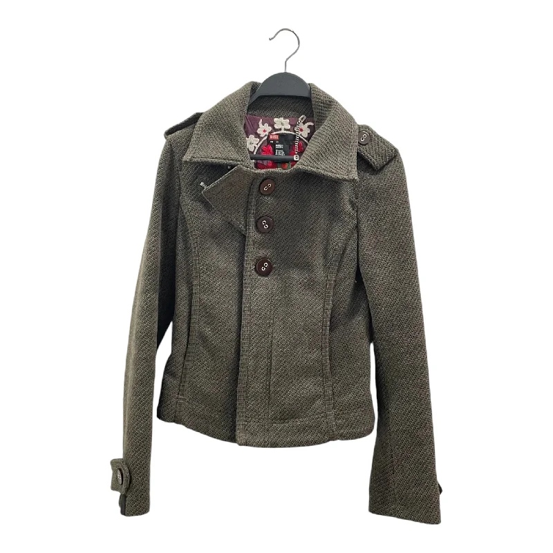 Women's Coats with HoodDIESEL/Jacket/XS/Wool/KHK/EMBROIDERED FLOWER