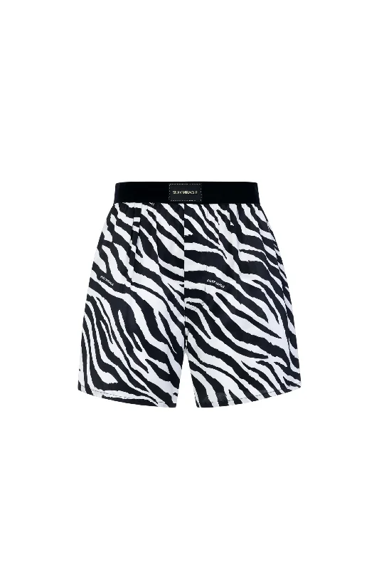 women's pajamas with a playful printZebra Print Velvet Boxer Shorts