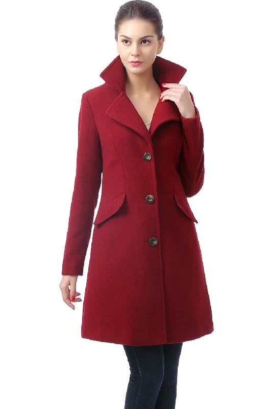 Women's Coats with Fur Trimmed HoodBGSD Women Sasha Wool Walking Coat