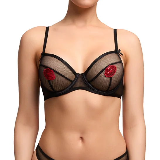 wireless bra with ruched sides for slimmingLiptrix Balconette Bra - VF Black