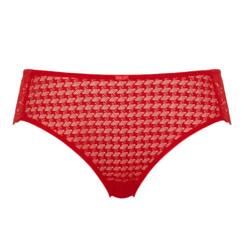 floral lace thong panties with a high-cut leg designPanache Envy Brief Poppy Red