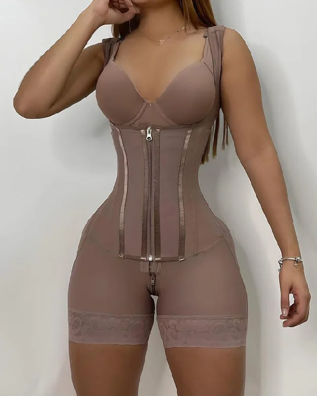 firm-compression shapewear for workwearHohe Kompressions-Shapewear mit Reißverschluss vorne und mittlerem Oberschenkel