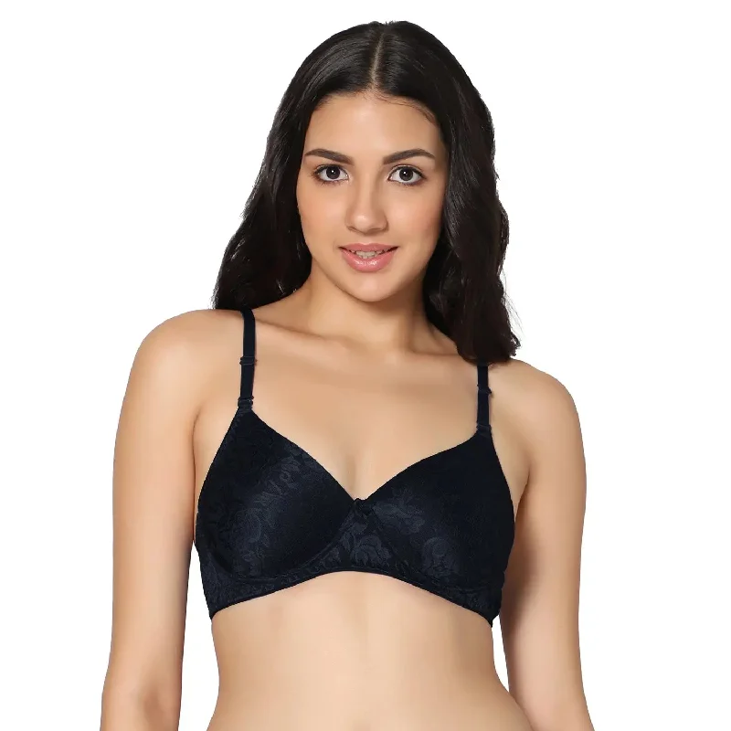 strapless bra with silicone stripsT-shirt Black Color Medium Coverage Padded Bra (Pack of 1)