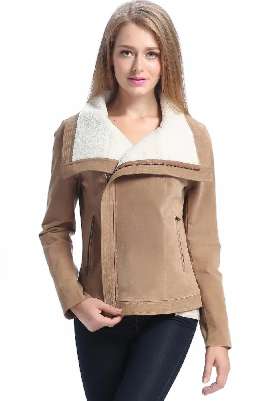 Women's Coats with BeltBGSD Women Chana Suede Leather Jacket