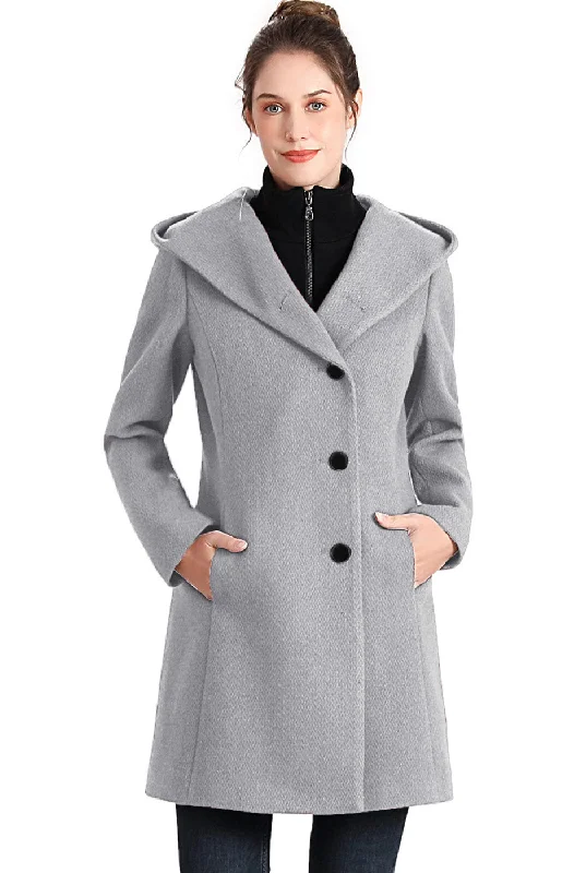 Women's Hooded CoatsBGSD Women Sol Wool Asymmetrical Hooded Walker Coat