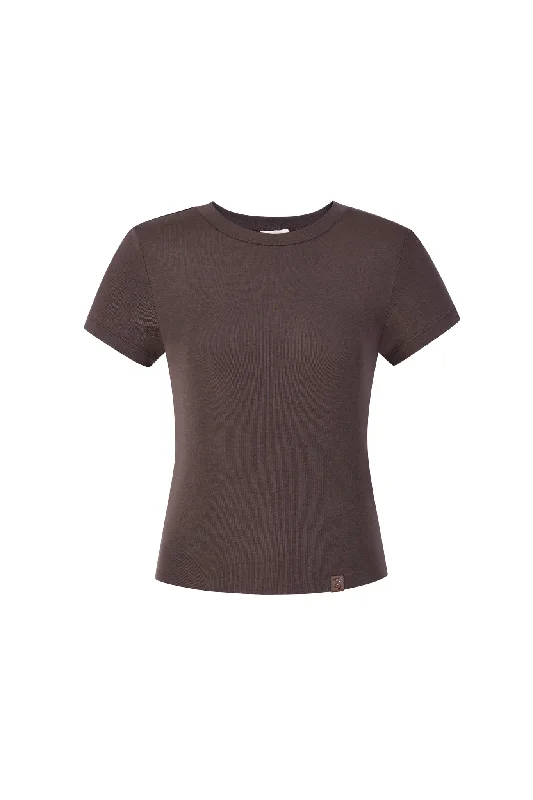 women's pajamas with snap buttonsChocolate Brown Silk Blend T-Shirt