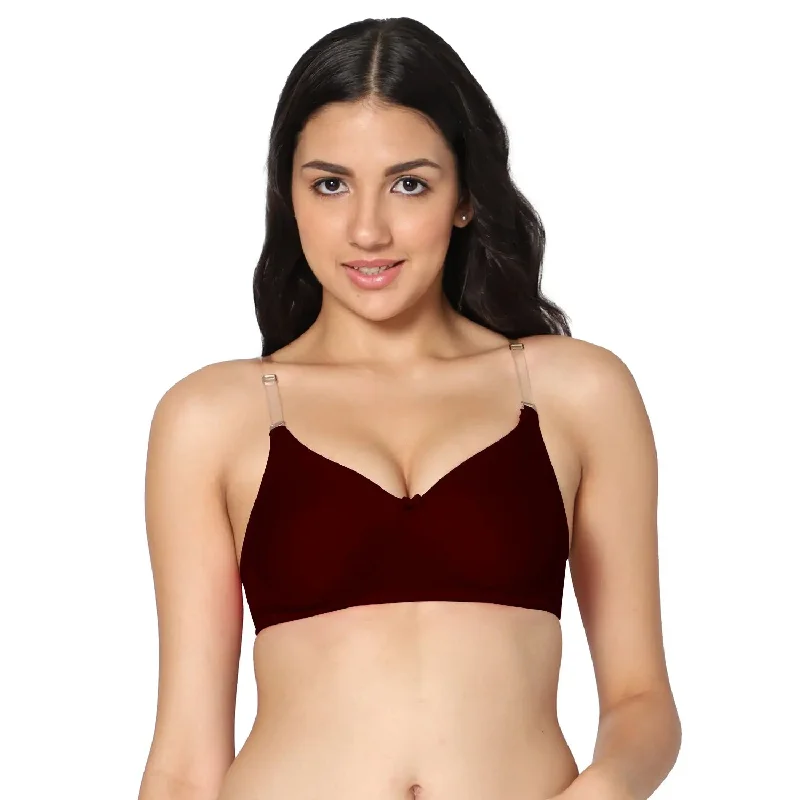 plus-size nursing bra with crossover strapsMaroon Color T-shirt Medium Coverage Padded Bra (Pack of 1)