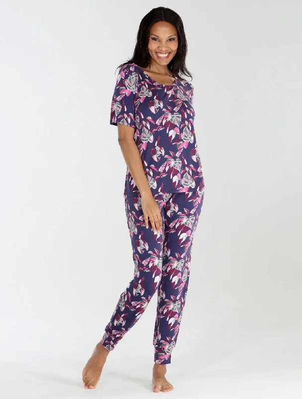 women's pajamas with a vintage lookGood Times Pant Set in Nova Foliage