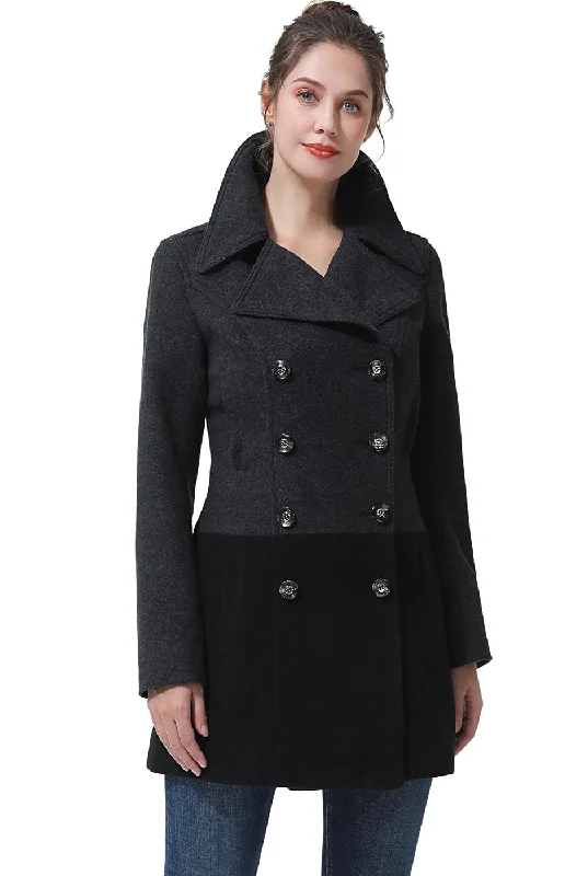 Women's Denim CoatsBGSD Women Gem Color Block Wool Pea Coat