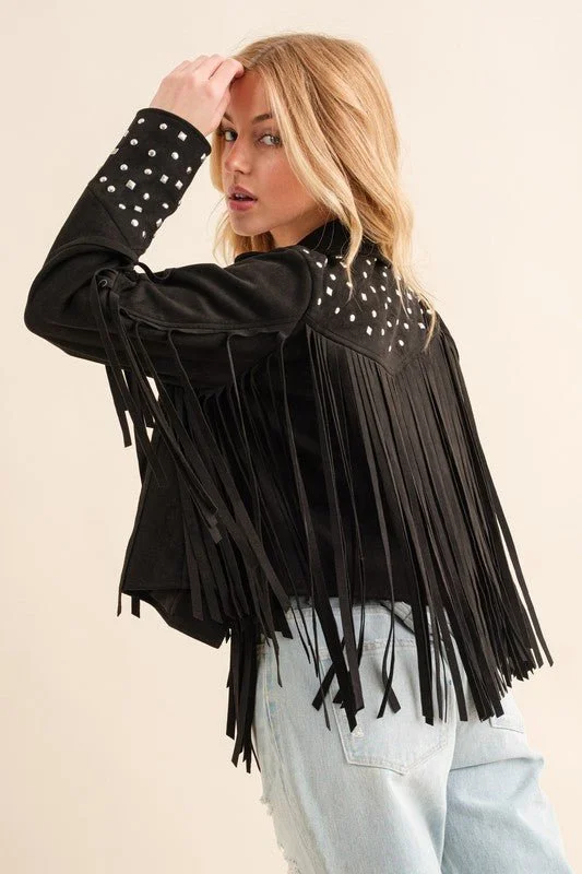 Women's Fur CoatsStudded Fringe Western Jacket