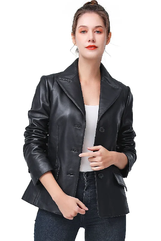 Women's Coats with CollarBGSD Women Emma Lambskin Leather Blazer