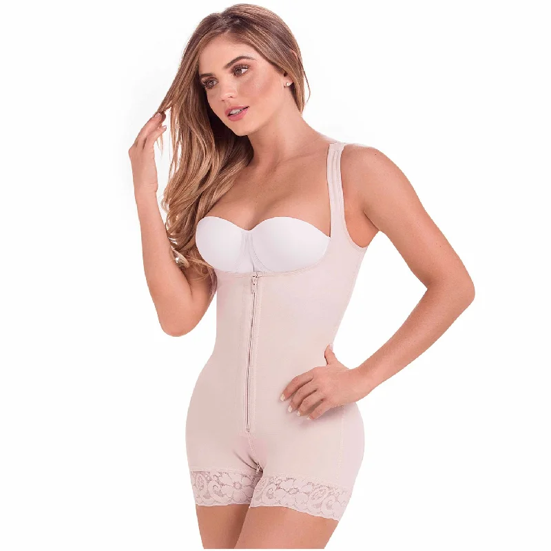 post-pregnancy belly band shapewearFajas MariaE 9831 | Postpartum Butt Lifting Body Shaper for Daily Use | Open Bust with Front Zipper