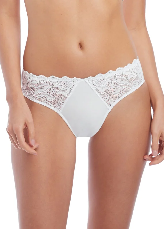 plus-size high-waisted panties with a floral lace trimWacoal Eglantine Brief - White