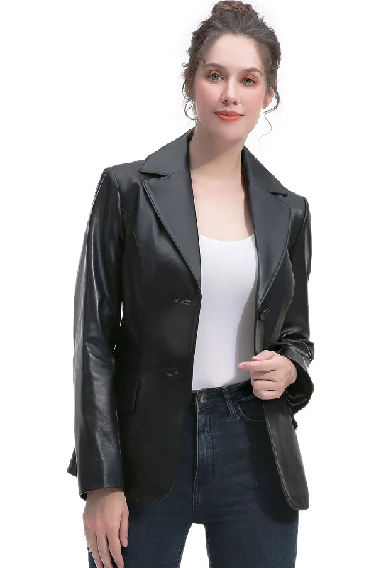 Women's Coats with Fur TrimBGSD Women Ruth Lambskin Leather Blazer Jacket