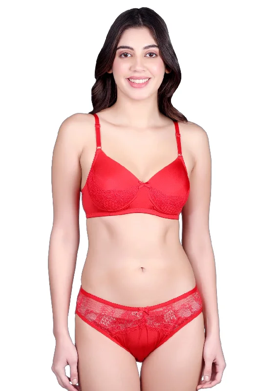 seamless bra with soft cups for all-day comfortAngel Set In Red