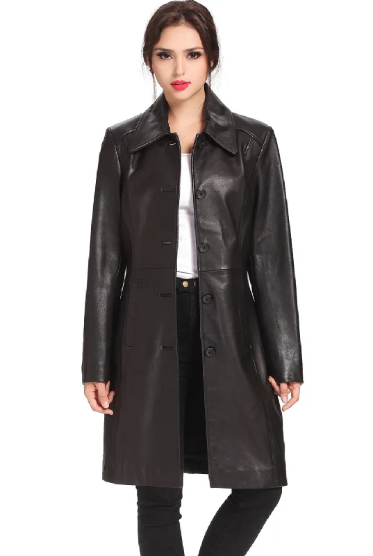 Women's Coats with ButtonsBGSD Women Amber Lambskin Leather Walking Coat