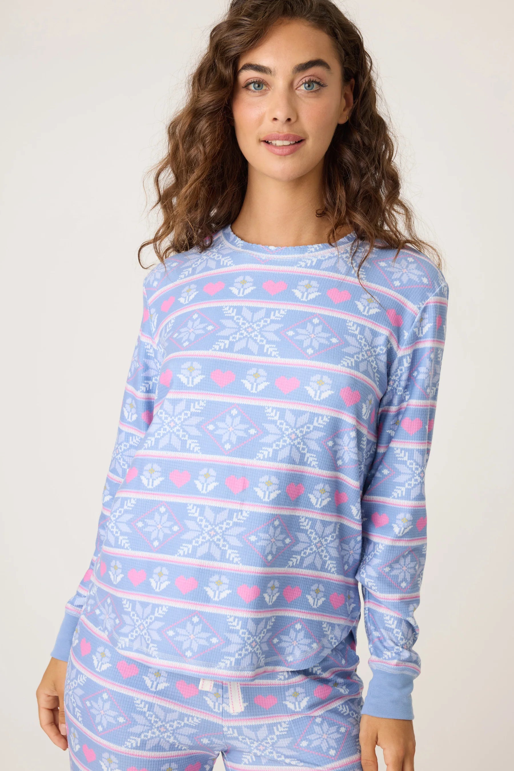 women's pajamas with pockets on the chestMountain Bound Thermal Velour Long Sleeve Top